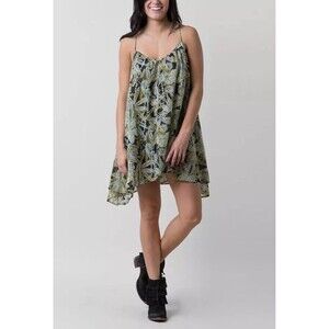 NWT Volcom Laying Low Chiffon Slip Sun Dress FLOWY flutter Hem Womens Size Large